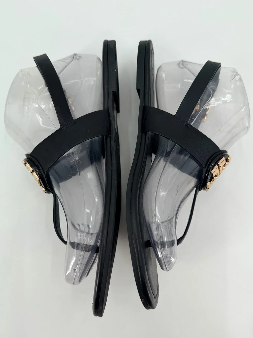Tory Burch Black Leather Bryce Thong Logo Sandals 8